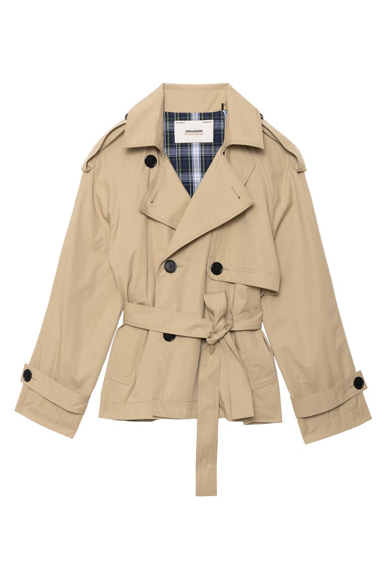 Kivana Cotton Trench Coat, Alternate, color, LATTE