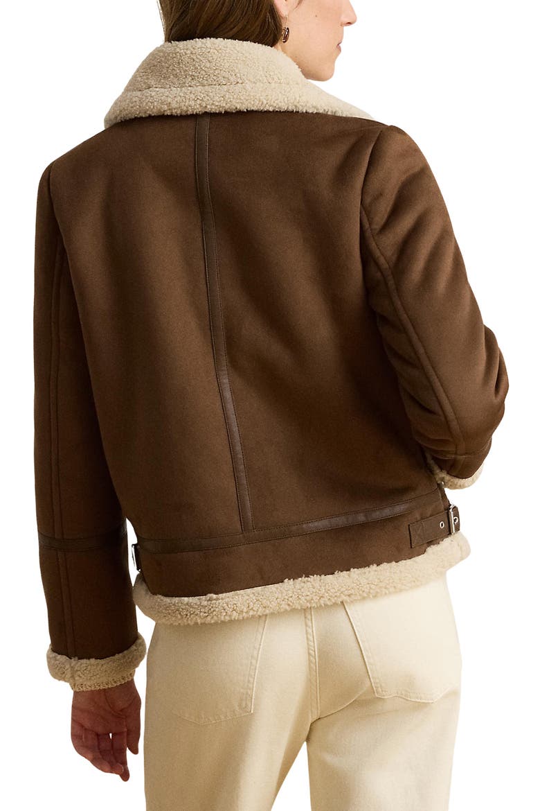 Faux Fur Trim Zip Front Jacket, Alternate, color, TABACCO