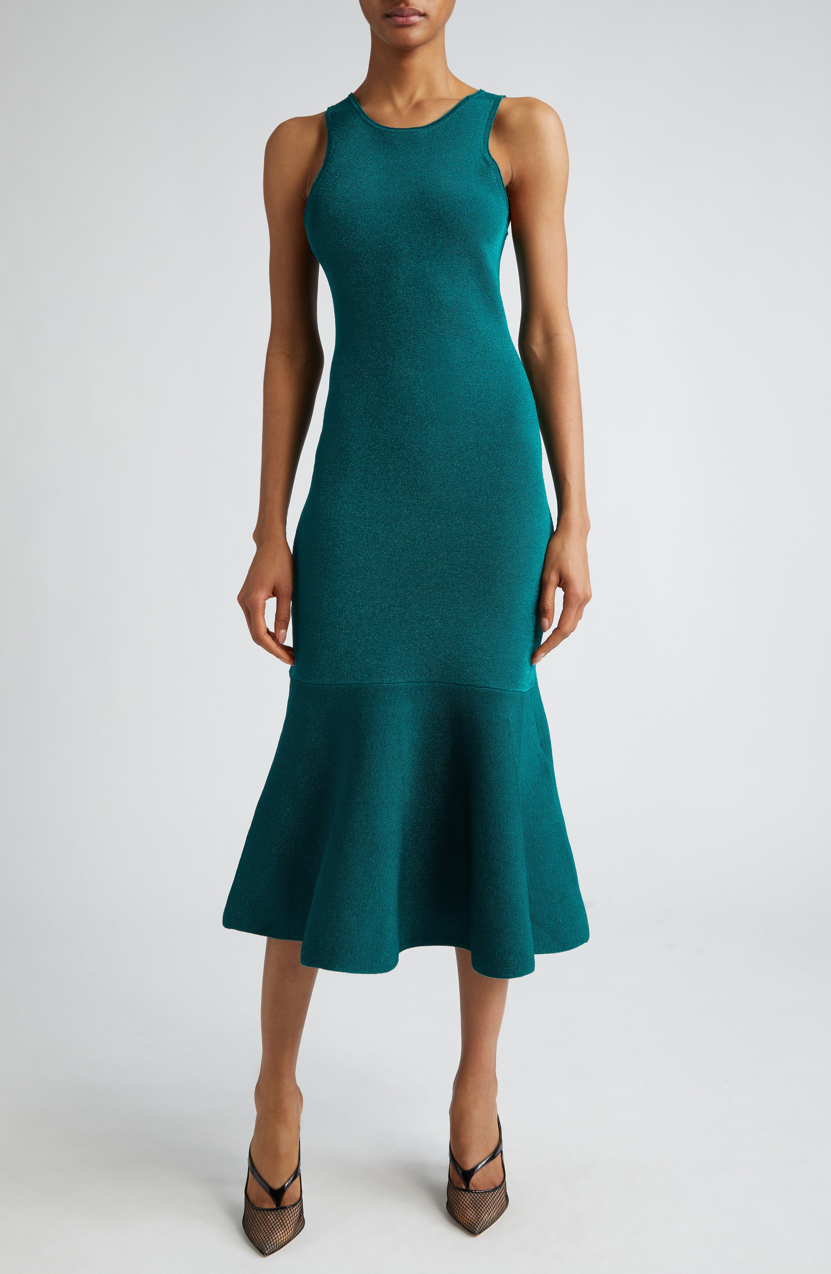 Victoria Beckham Metallic Sleeveless Knit Dress