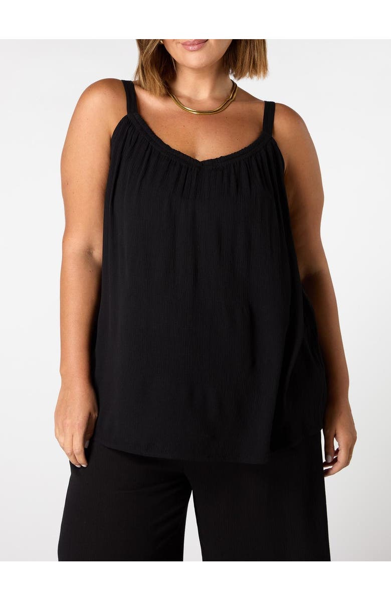Live Unlimited Crinkle Gathered Cami, Alternate, color, Black