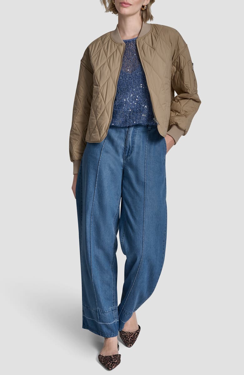 DKNY Quilted Bomber Jacket, Alternate, color, Travertine