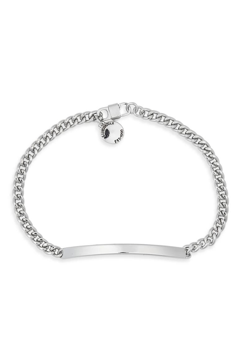 Small Skinny Bar Chain Link Bracelet, Alternate, color, SHINY RHODIUM