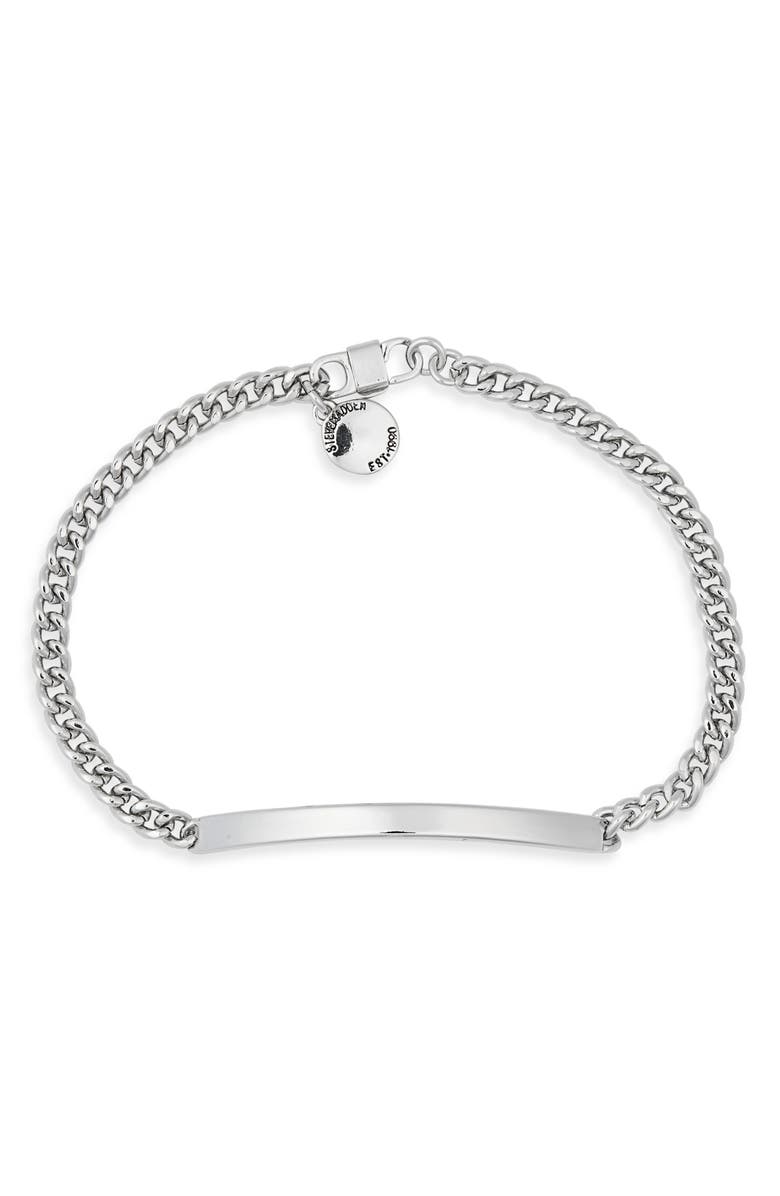 Steve Madden Small Skinny Bar Chain Link Bracelet, Alternate, color, Shiny Rhodium