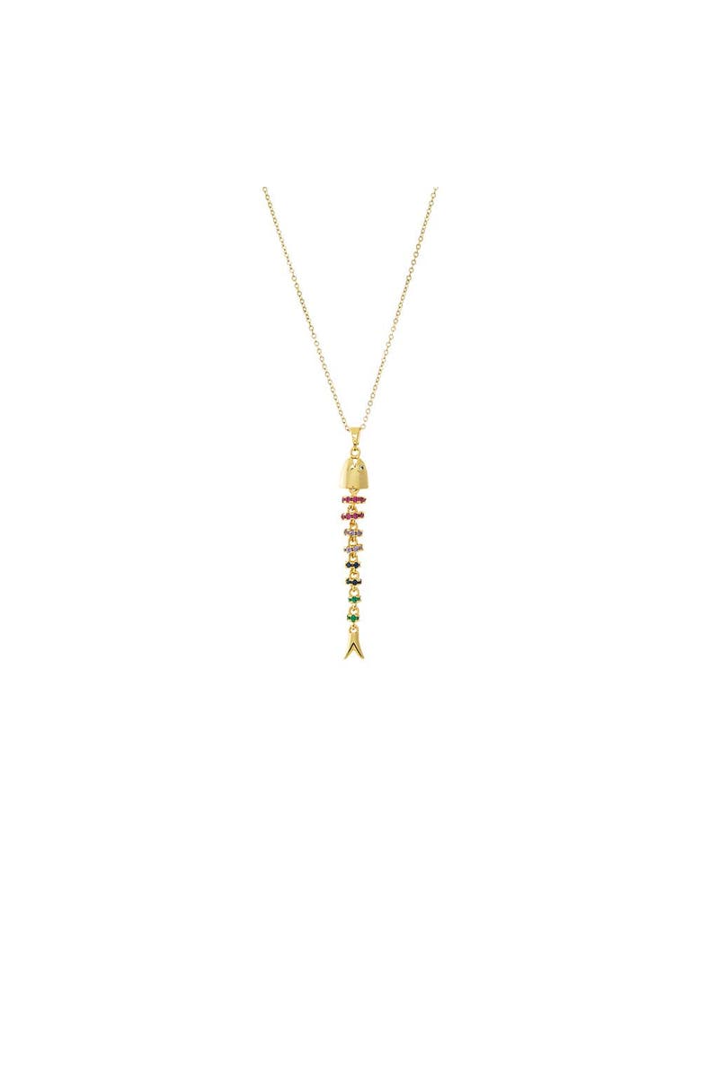 BY ADINA EDEN Rainbow Long Fishbone Necklace, Main, color, Multi-Color