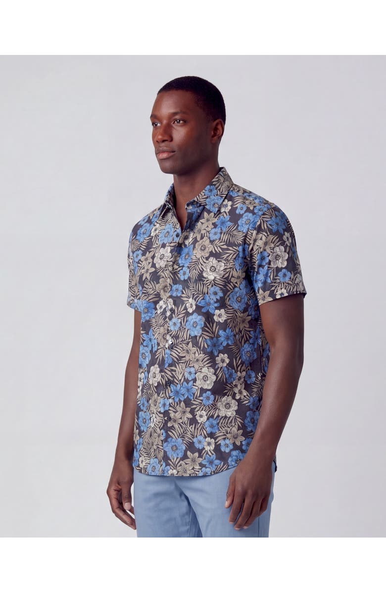 Lords of Harlech Tropical Mix Mens Printed Button Up Shirt, Alternate, color, Tropical Mix Black
