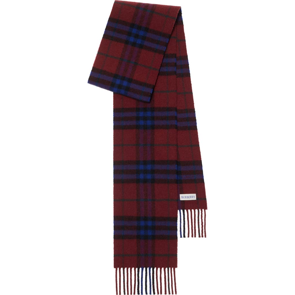 Burberry Checked Pattern Scarf Fringed Edges In Brown