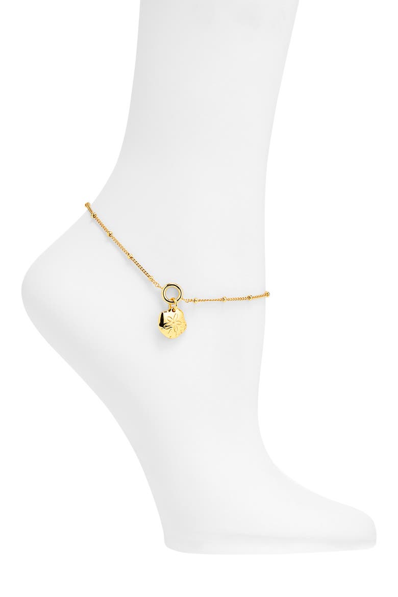 Sand Dollar Charm Anklet, Main, color, ANTIQUE GOLD