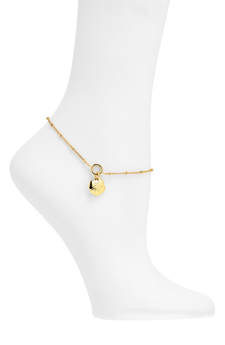 Madewell Sand Dollar Charm Anklet, Main, color, Antique Gold
