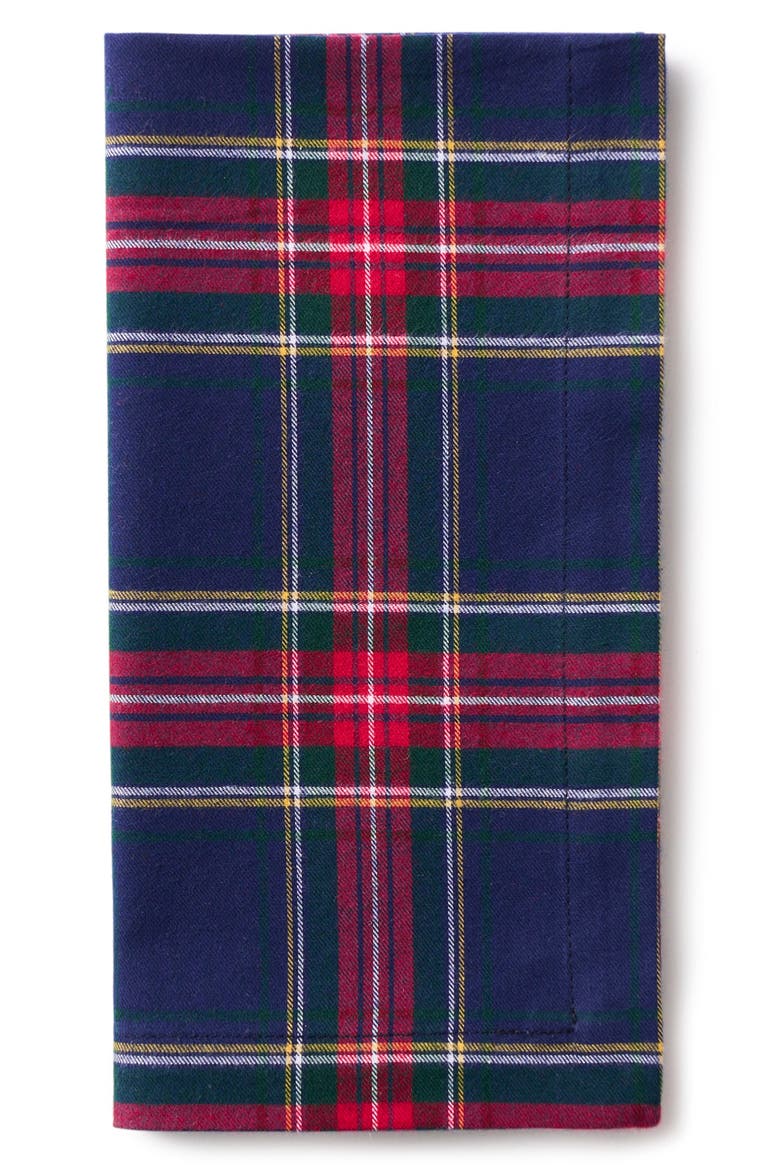 Windsor Set of 4 Tartan Cotton Napkins, Alternate, color, NAVY