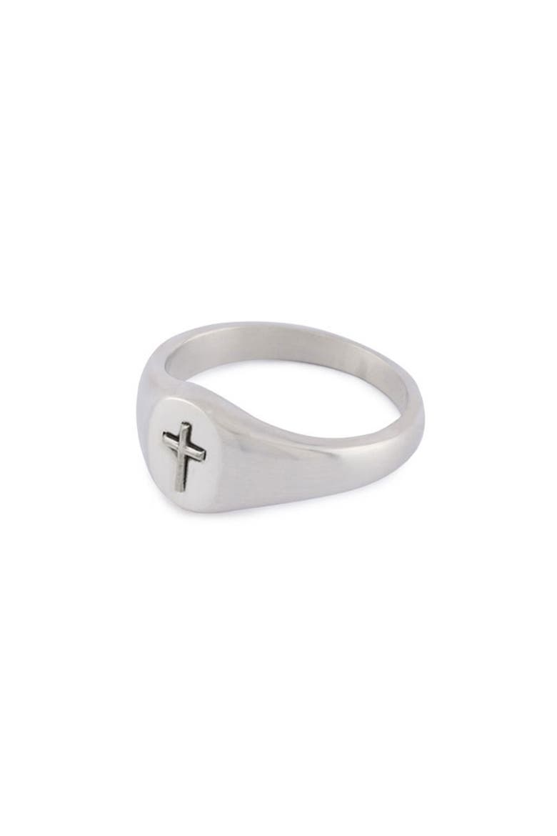 Cross Signet Ring, Alternate, color, SILVER
