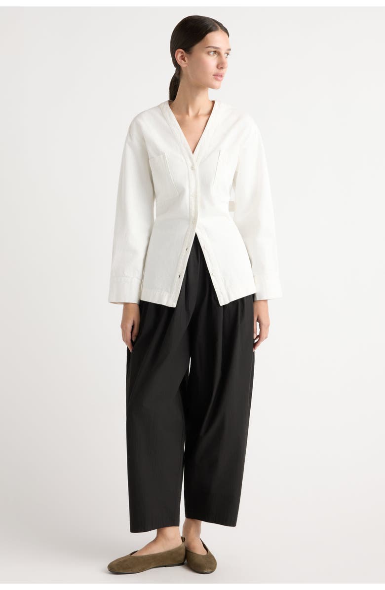 Modern Citizen Emmett Cinch-Waist Denim Jacket, Alternate, color, White