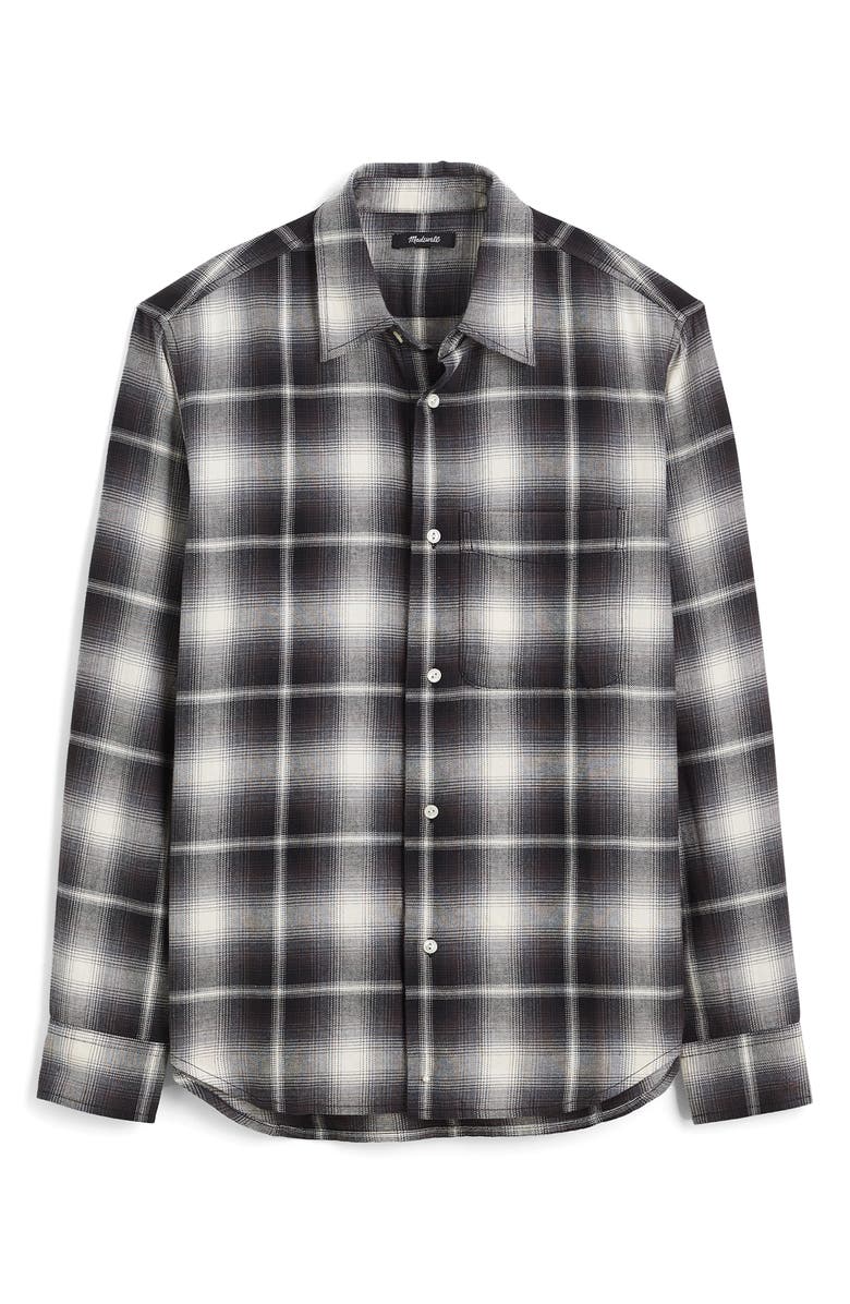 Madewell Plaid Flannel Button-Up Shirt, Alternate, color, Fade Plaid Almost Black