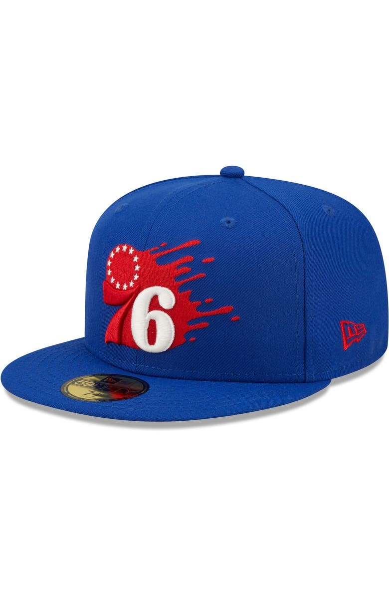 New Era Men's New Era Royal Philadelphia 76ers Splatter 59FIFTY Fitted Hat, Main, color, 