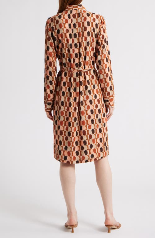 Nic + Zoe Nic+zoe Devon Circle Print Long Sleeve Belted Dress In Multi