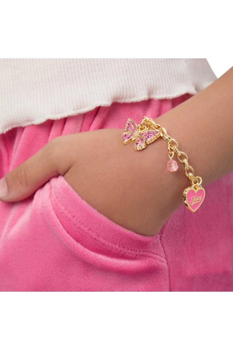 Kids Adjustable Butterfly Charm Bracelet, Alternate, color, gold, pink