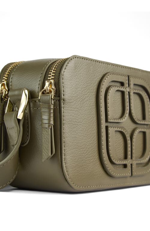 Lk Bennett Perry Logo Leather Camera Bag In Green