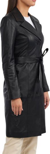 Single Breasted Leather Trench Coat