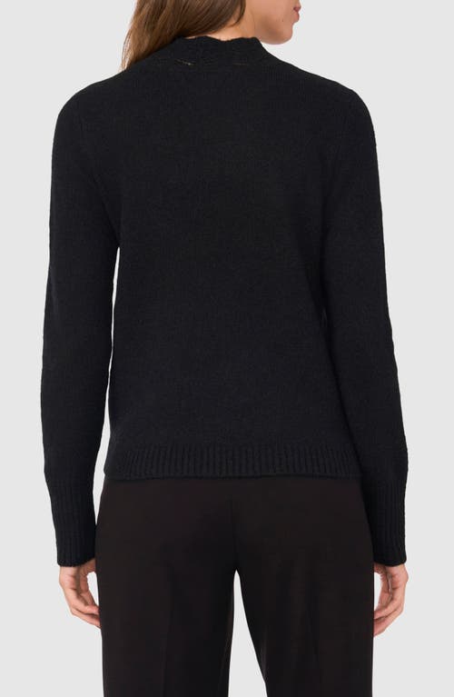 Halogenr Halogen(r) Pointelle Mock Neck Sweater In Rich Black