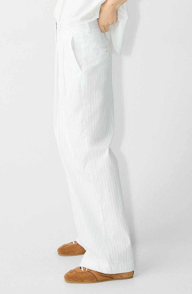 Theory Pleated Wide Leg Pants, Alternate, color, White
