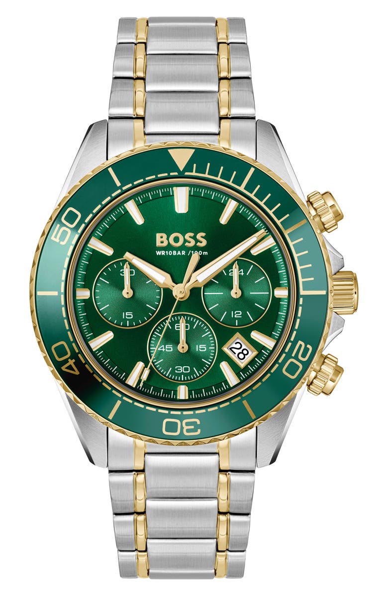 BOSS Sealiner Chronograph Two-Tone Bracelet Watch, 44mm, Main, color, 