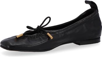 【交渉中】ALOHAS Rosalind レザーバレエフラット ベージュ 37 ELISA FLAT | Black ナッパレザー X パテントレザー・フラット