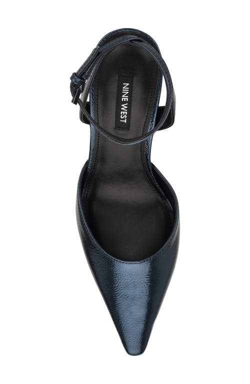 Nine West Kellie Ankle Strap Pointed Toe Pump In Blue