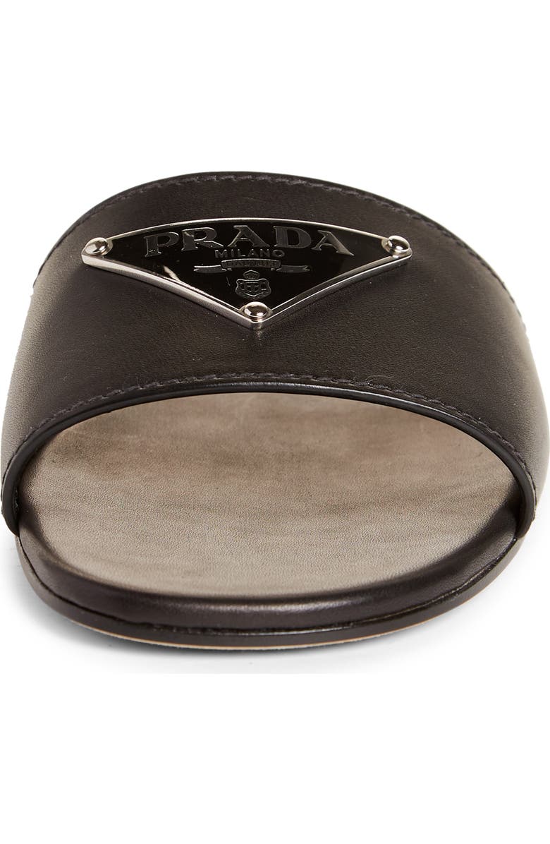 Prada Triangle Logo Slide Sandal, Alternate, color,