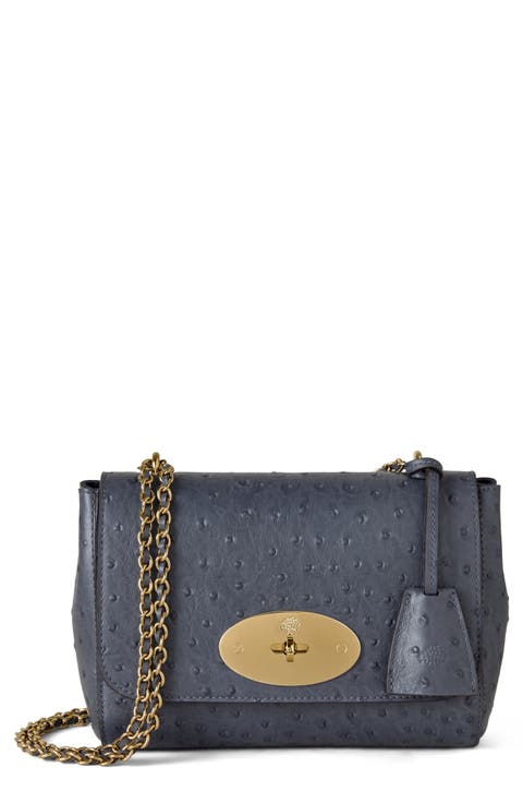 Lily Ostrich Embossed Leather Satchel