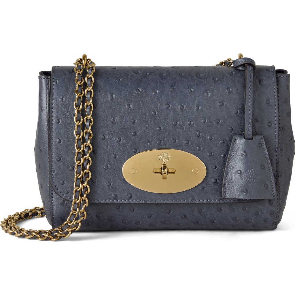 Mulberry Lily Ostrich Embossed Leather Satchel In Blue