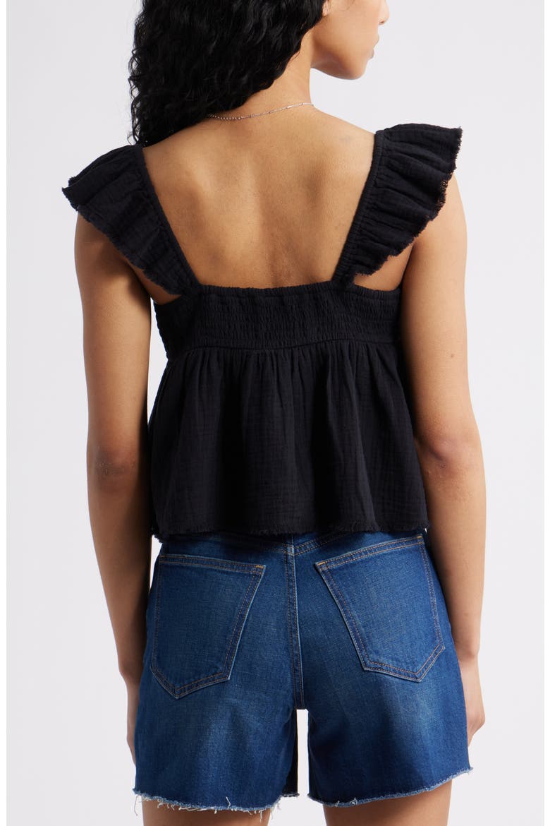Cotton Gauze Babydoll Top, Alternate, color, BLACK
