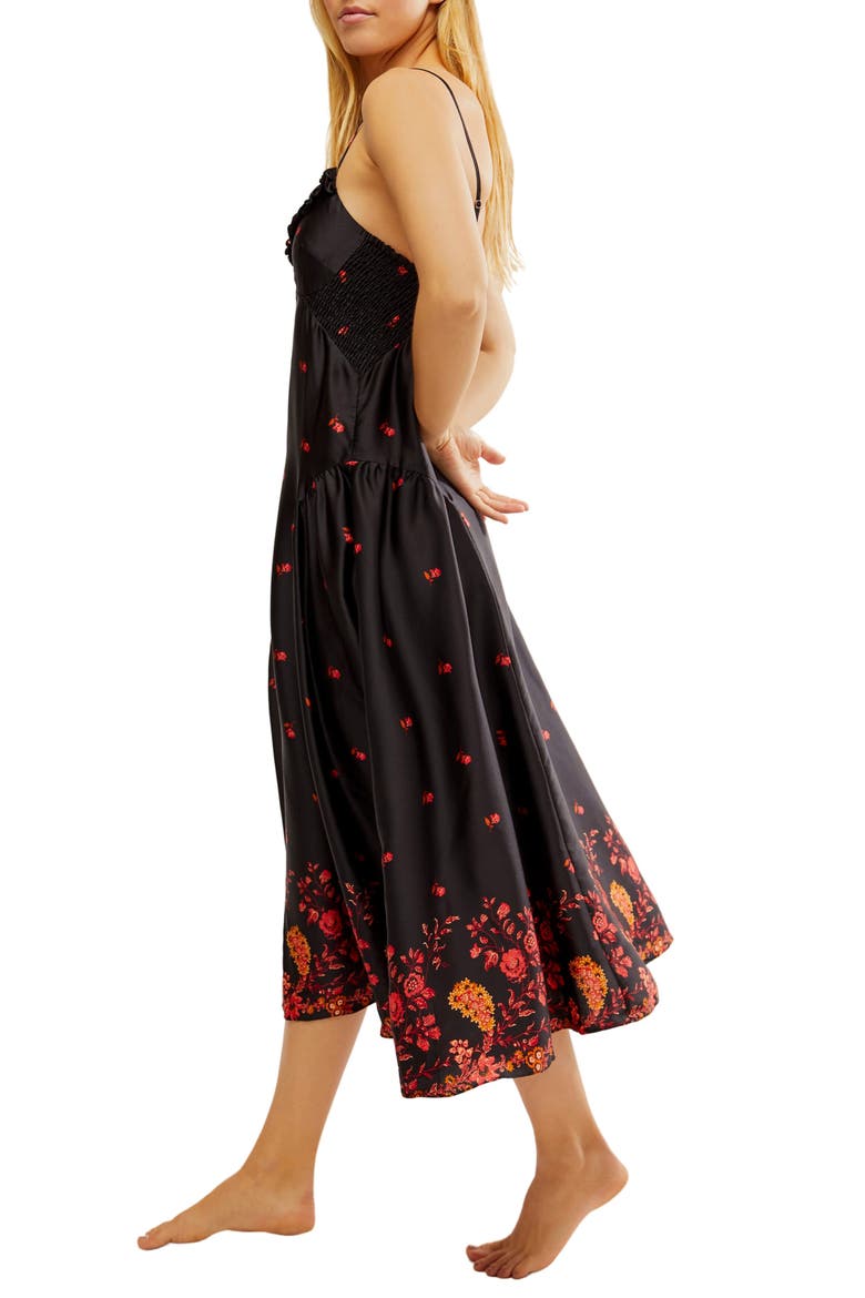 On My Own Floral Satin Nightgown, Alternate, color, BLACK COMBO