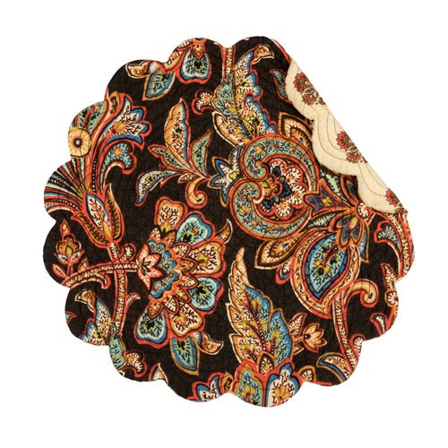 C & F Home C&f Home Dorothy Autumnal Brown Quilted Scalloped Paisley Floral Accents Placemats Set Of 6, 17" In Brown