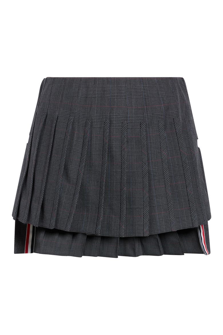 Plaid Low Rise Pleated Miniskirt, Alternate, color, DARK GREY