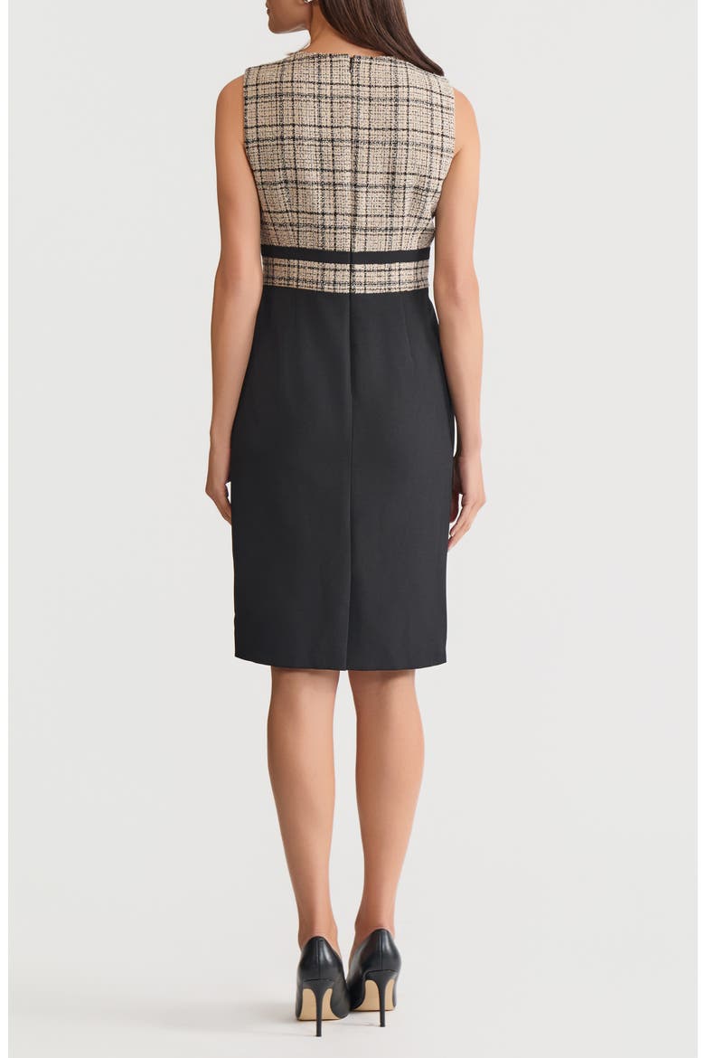 Tweed Contrast Sleeveless Sheath Dress, Alternate, color, SOFT SAND MULTI