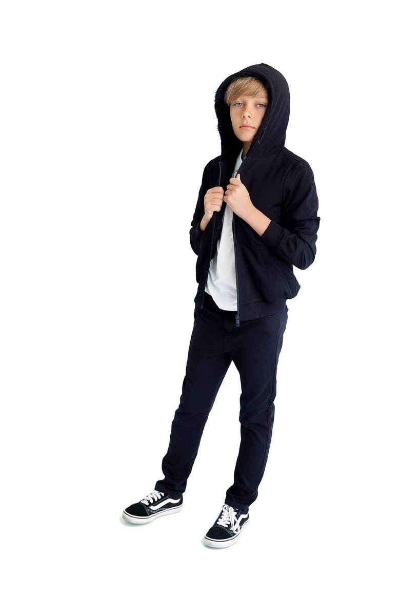 MeMoi Zip-Up Hoodie with Faux Fur Lining, Alternate, color, Black