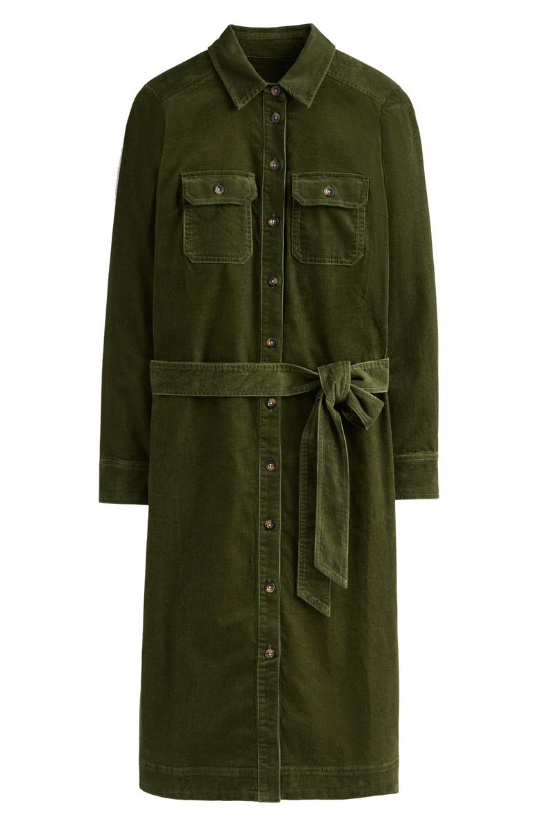 Boden Eloise Long Sleeve Tie Waist Stretch Cotton Corduroy Shirtdress, Alternate, color,