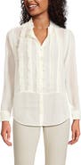 Lands' End Chiffon Ruffle Front Long Sleeve Top