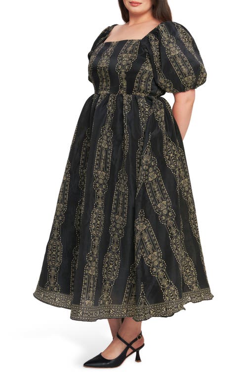 Flying Tomato Puff Sleeve Midi Dress In Brown