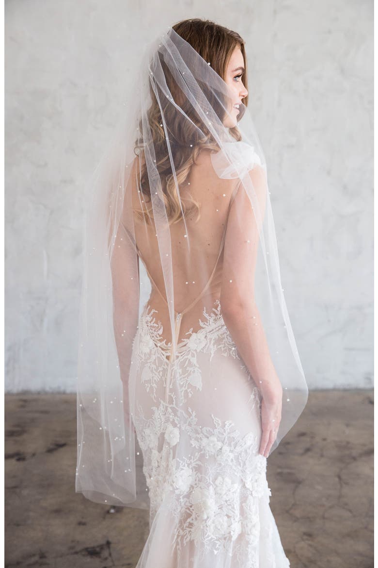 Aude Imitation Pearl Fingertip Veil, Main, color, LIGHT IVORY