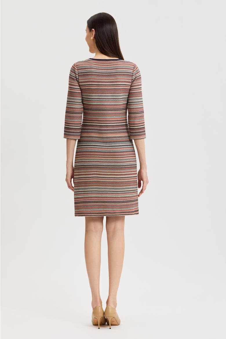 Horizontal Multi Stitch Knit Sheath Dress, Alternate, color, Warm Taupe/Indigo/Ivory