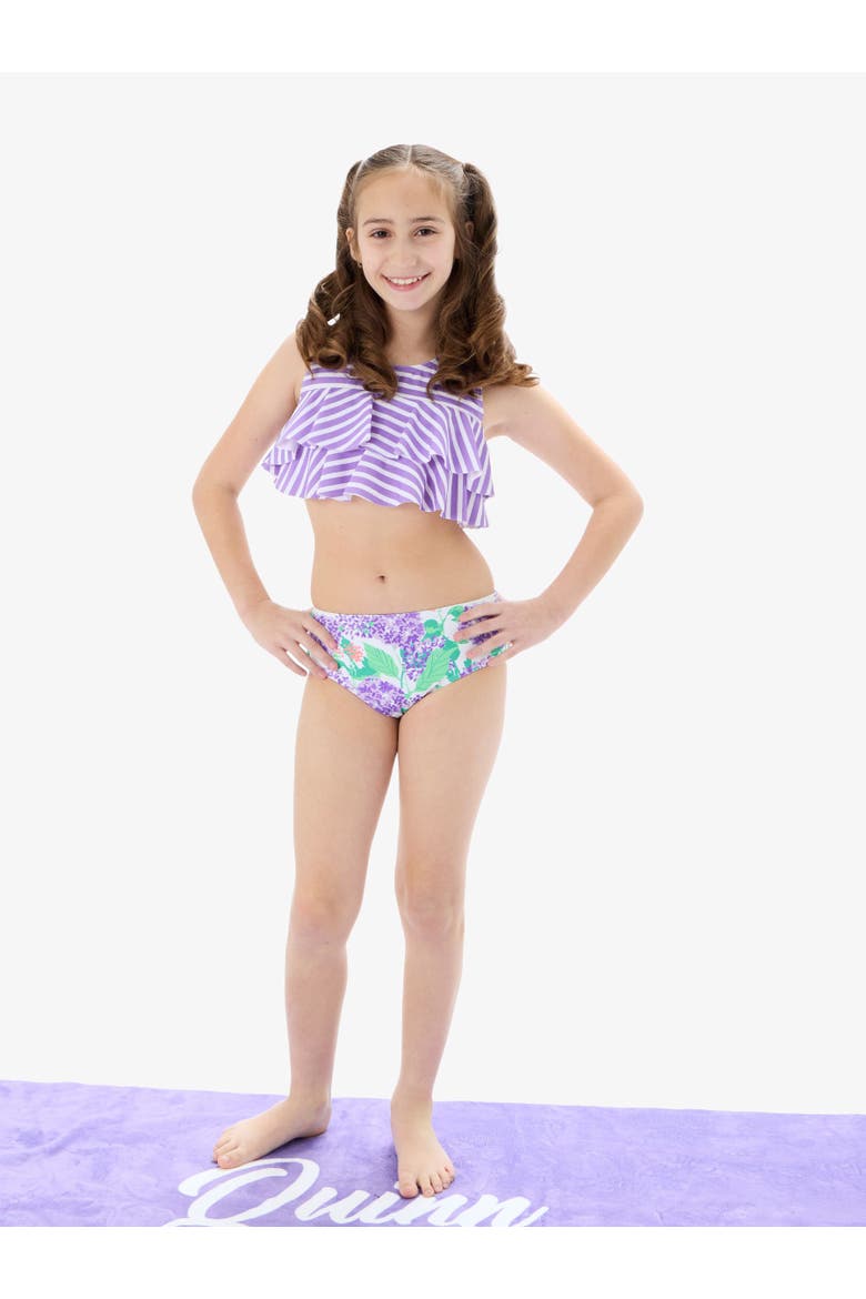Flounce Bikini 2-Piece Swimsuit, Alternate, color, Purple Hydrangea Garden