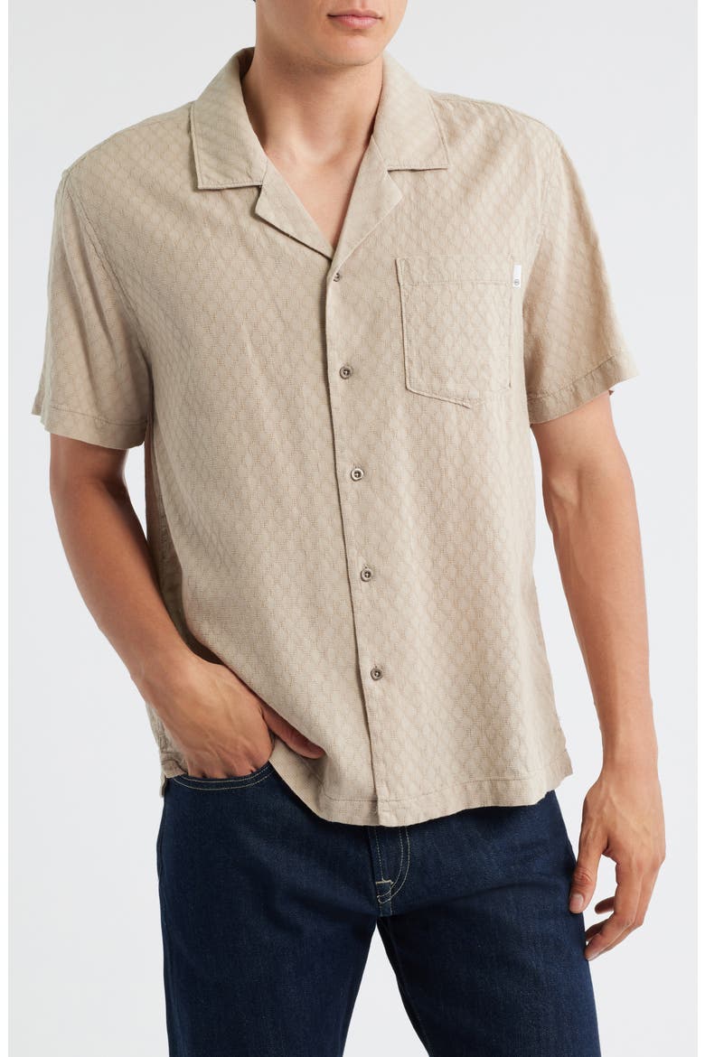 Foster Relaxed Fit Jacquard Camp Shirt, Main, color, DRY DUST