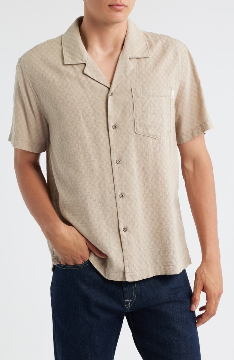 AG Foster Relaxed Fit Jacquard Camp Shirt, Main, color, Dry Dust