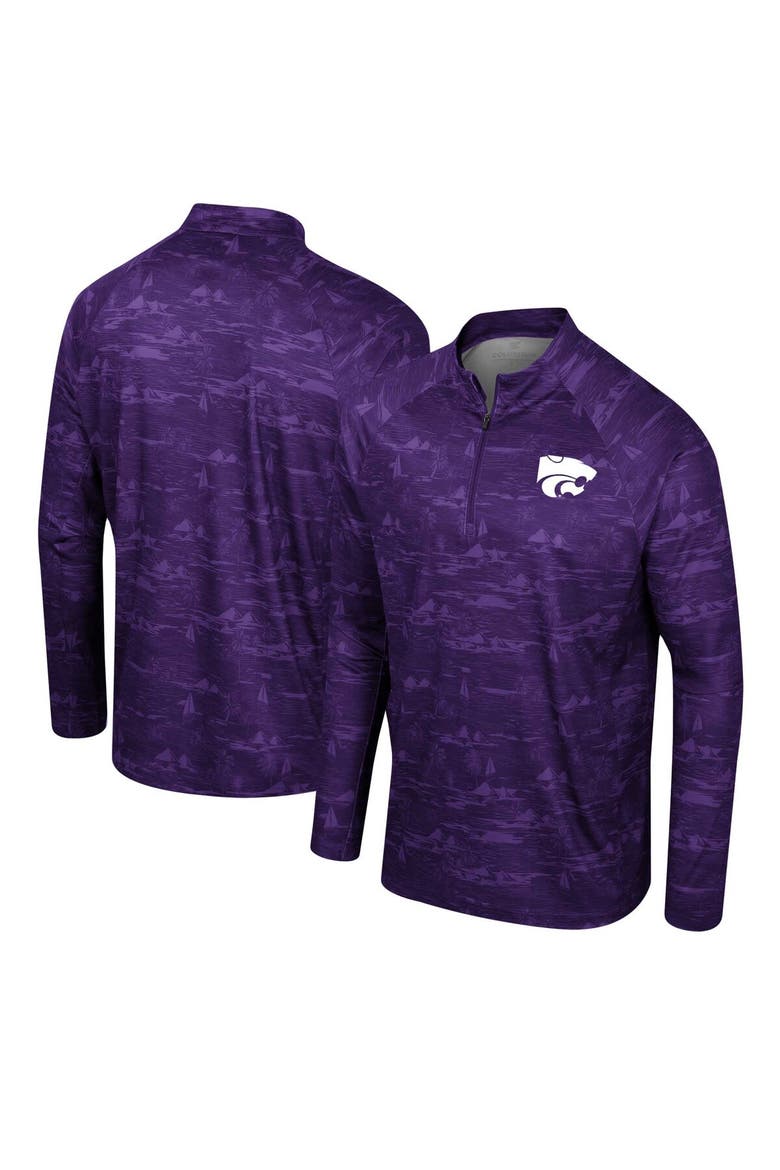 Men's Colosseum Purple Kansas State Wildcats Carson Raglan Quarter-Zip Jacket, Main, color, Purple