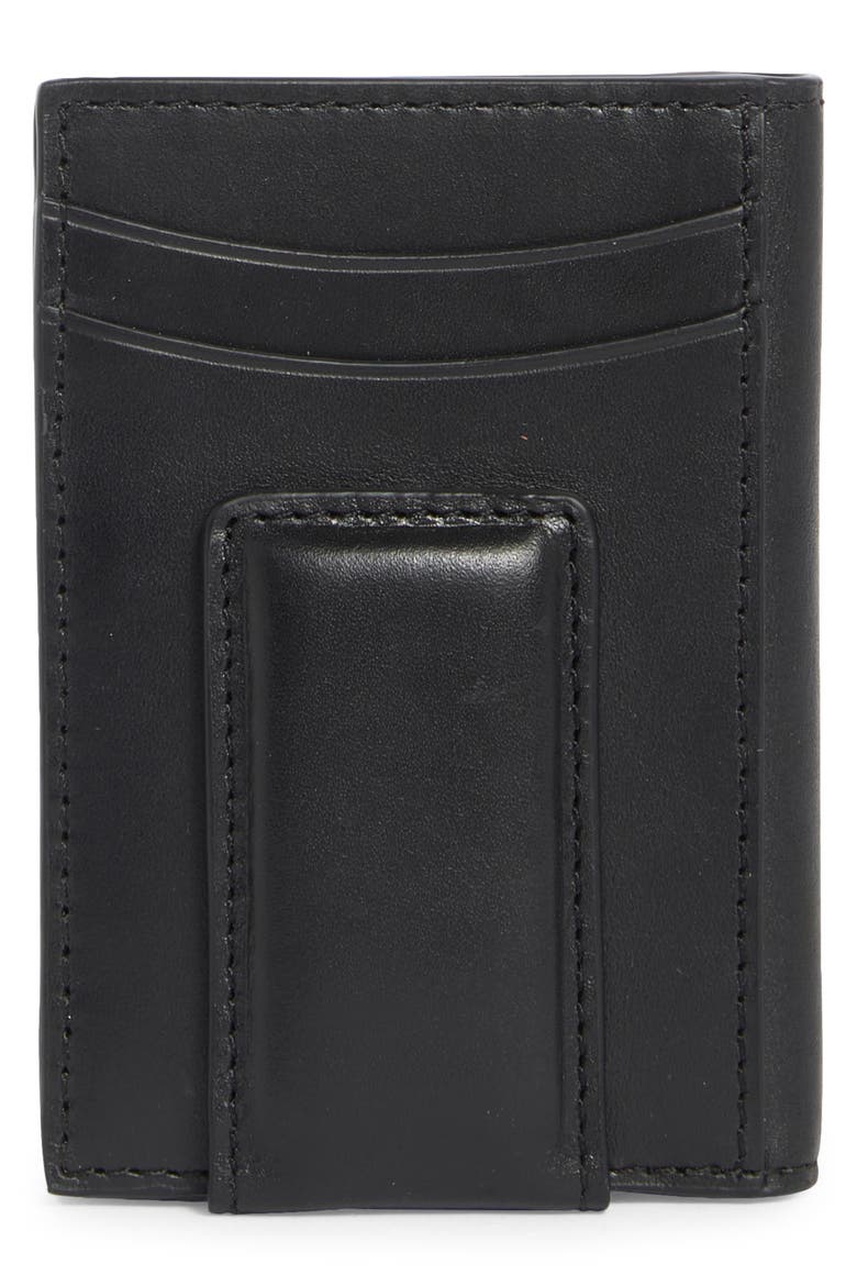 Hunter Glazed Leather Money Clip Wallet, Alternate, color, BLACK