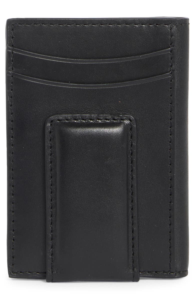 Johnston & Murphy Hunter Glazed Leather Money Clip Wallet, Alternate, color, Black