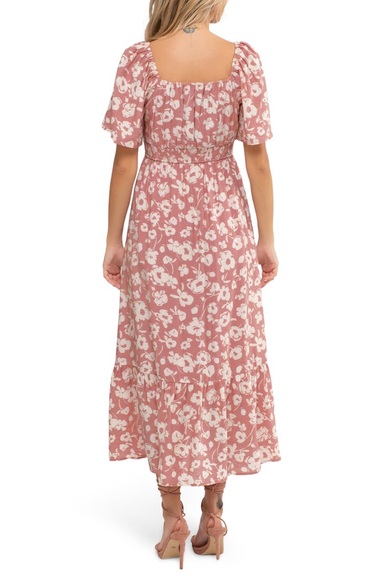 AUGUST SKY Floral Bell Sleeve Midi Dress, Alternate, color, 