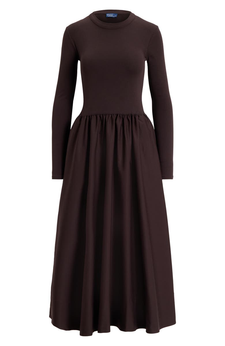 Polo Ralph Lauren Long Sleeve A-Line Dress, Alternate, color, Squire Brown