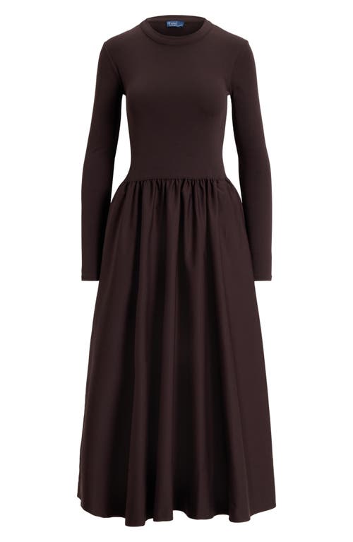 Polo Ralph Lauren Long Sleeve A-line Dress In Brown