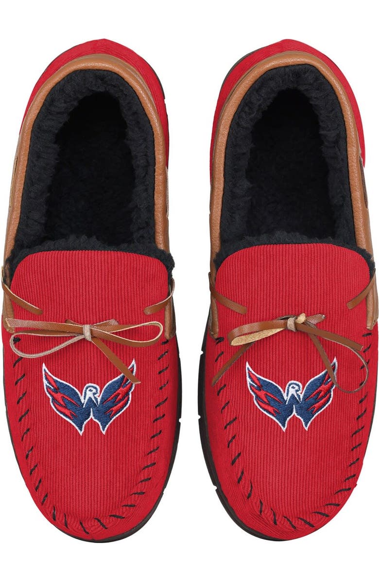 FOCO Men's FOCO Washington Capitals Corduroy Moccasin Slippers, Alternate, color,